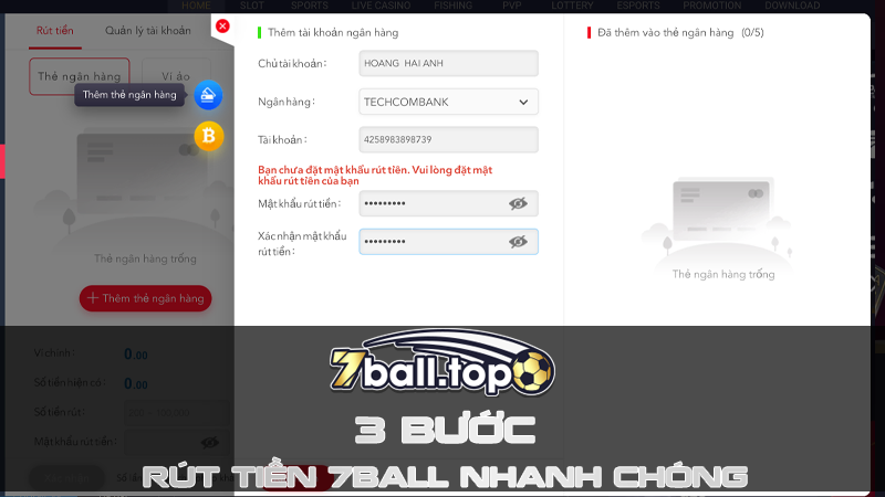 Hướng dẫn 3 bước rút tiền 7ball